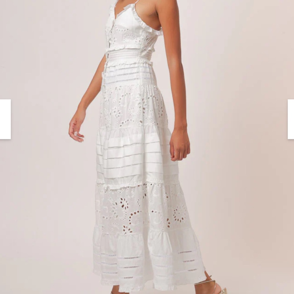 Line and Dot NWT SZ Small the Pixie White eyelet Tiered Maxi Dress - Picture 3 of 16
